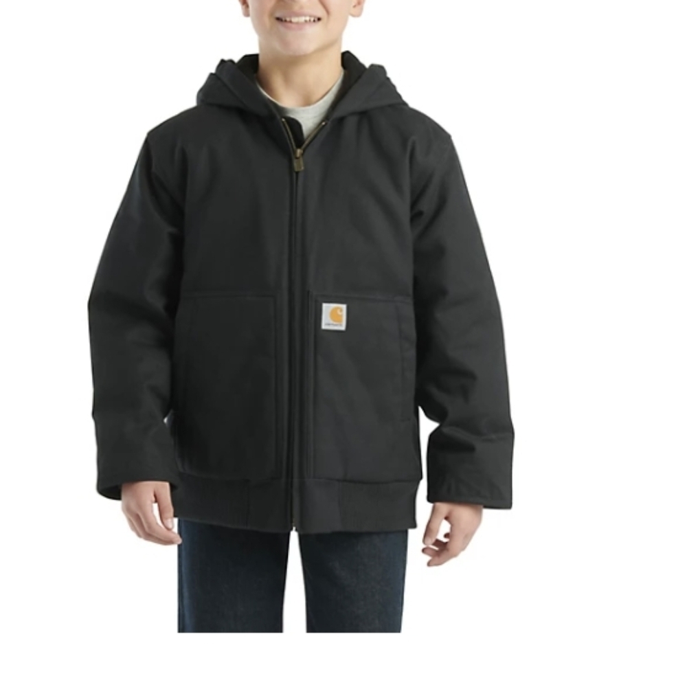 Carhartt Kids' Black Hooded Puffer Jacket Size 10/12